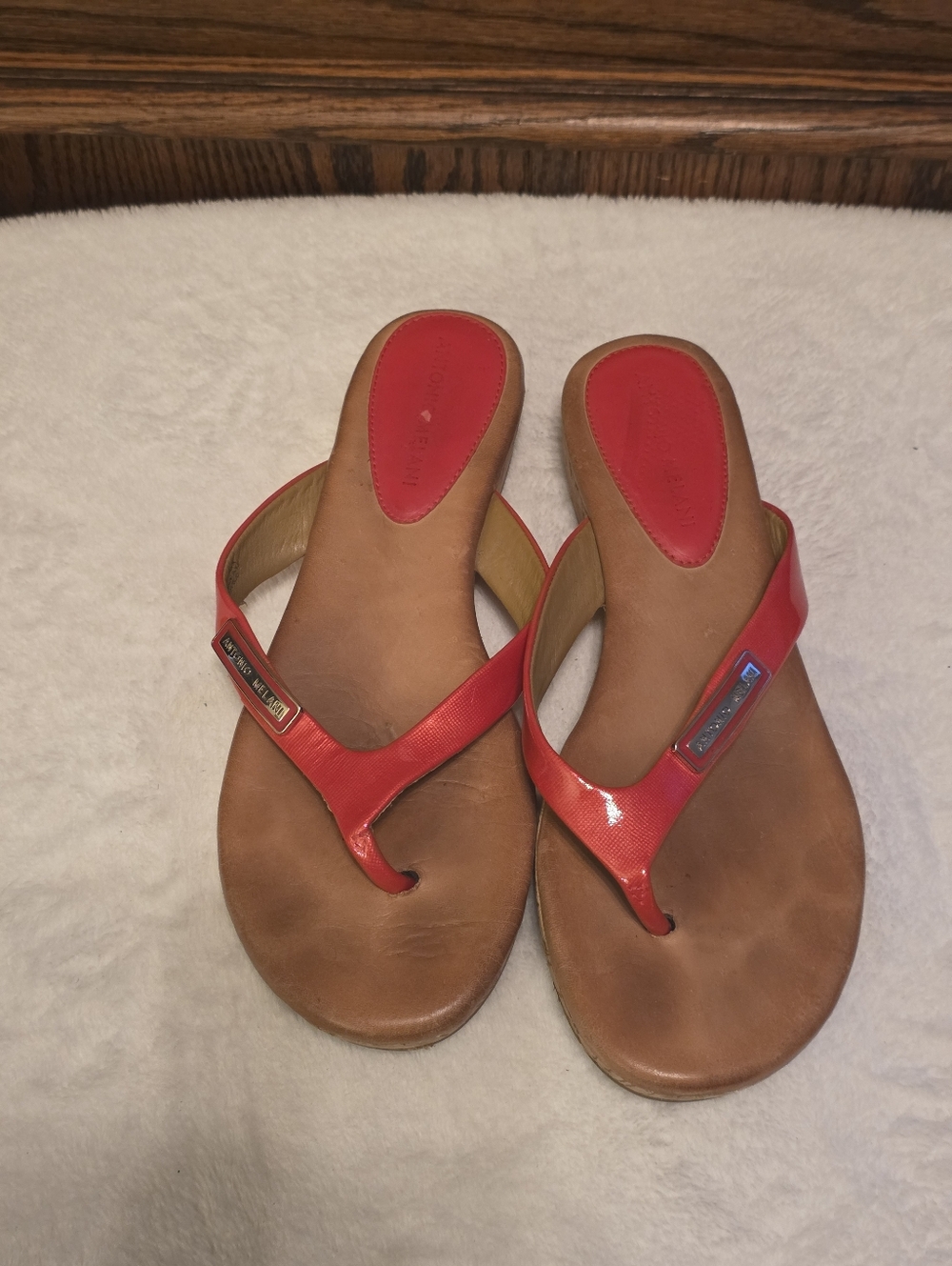 Womens Antonio Mekani Coral Flip Flop Sandals - Leather Footbed